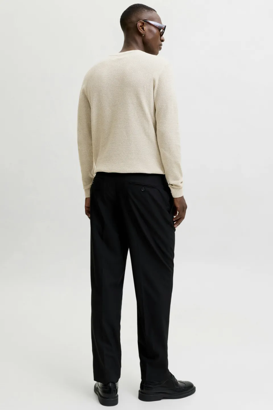 Jack & Jones ESSENTIALS katoenen regular fit gebreide gemêleerde trui - greige greigedetail:twist, foto 4