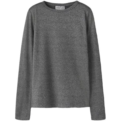 NAME IT KIDS rechtvallende longsleeve met glitters grijs