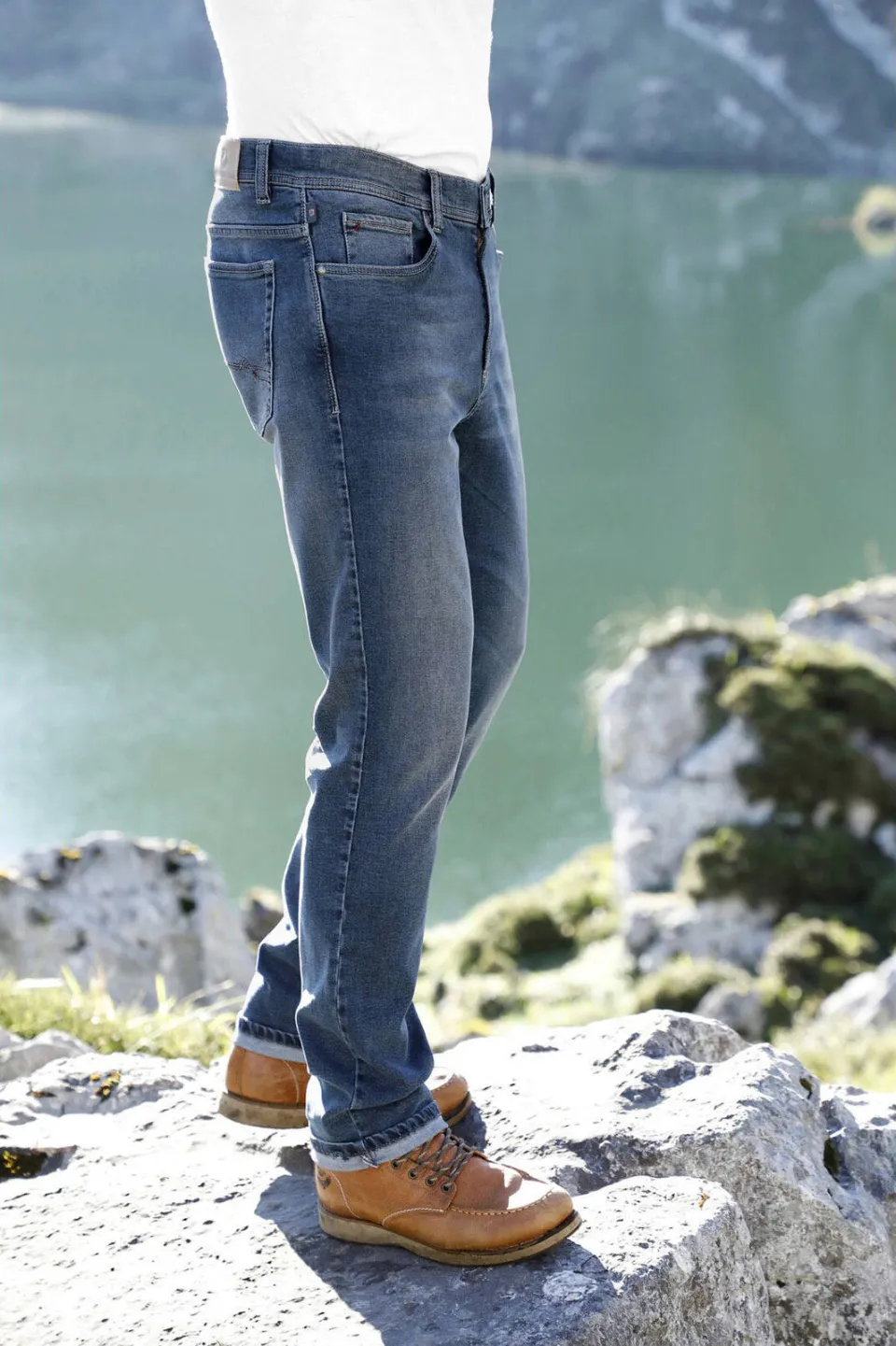 Jan Vanderstorm tapered fit jeans Plus Size WALLNER stonewashed blauw, foto 5