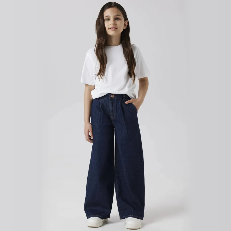 NAME IT KIDS wide leg jeans dark blue denim