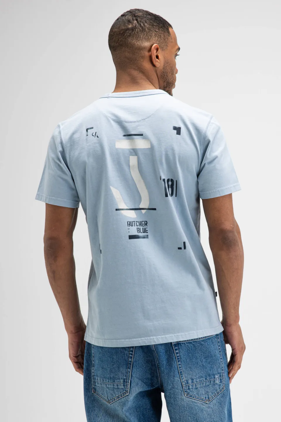 Butcher of Blue T-shirt met backprint - lichtblauw, foto 3