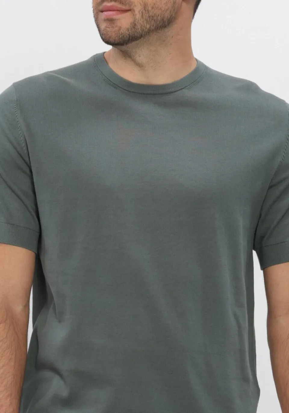 Selected regular T-shirt groen fijn gebreid, foto 8