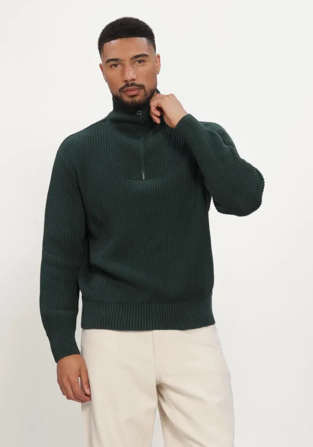 Selected Men Heren Truien & Vesten Slmdry Ls Knit Half Zip - Donkergroen, foto 2