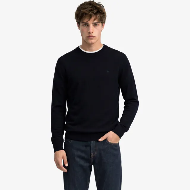 Superdry wollen regular fit gebreide trui - donkerblauw Deepest Navy