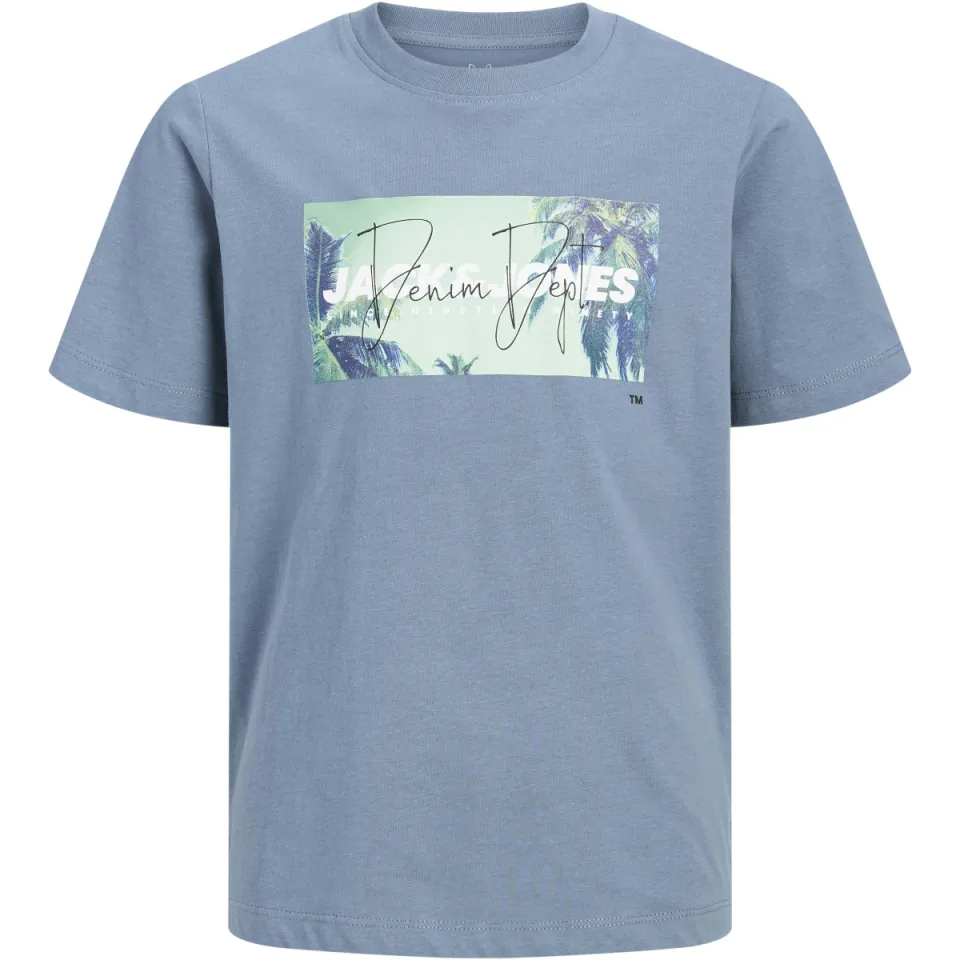 Jack & Jones junior t-shirt blauw met logo, foto 2
