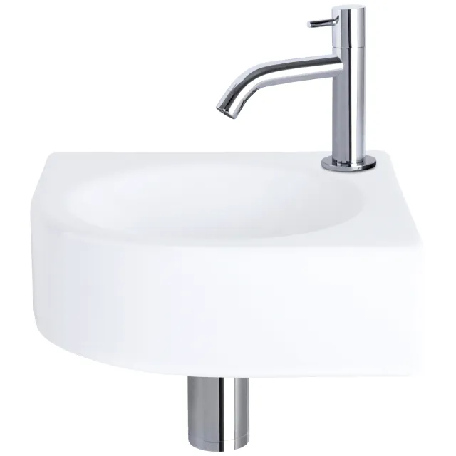 Differnz Fonteinset Differnz Cleo 30x30x10 cm Keramiek Wit Met Kraan Gebogen Chroom