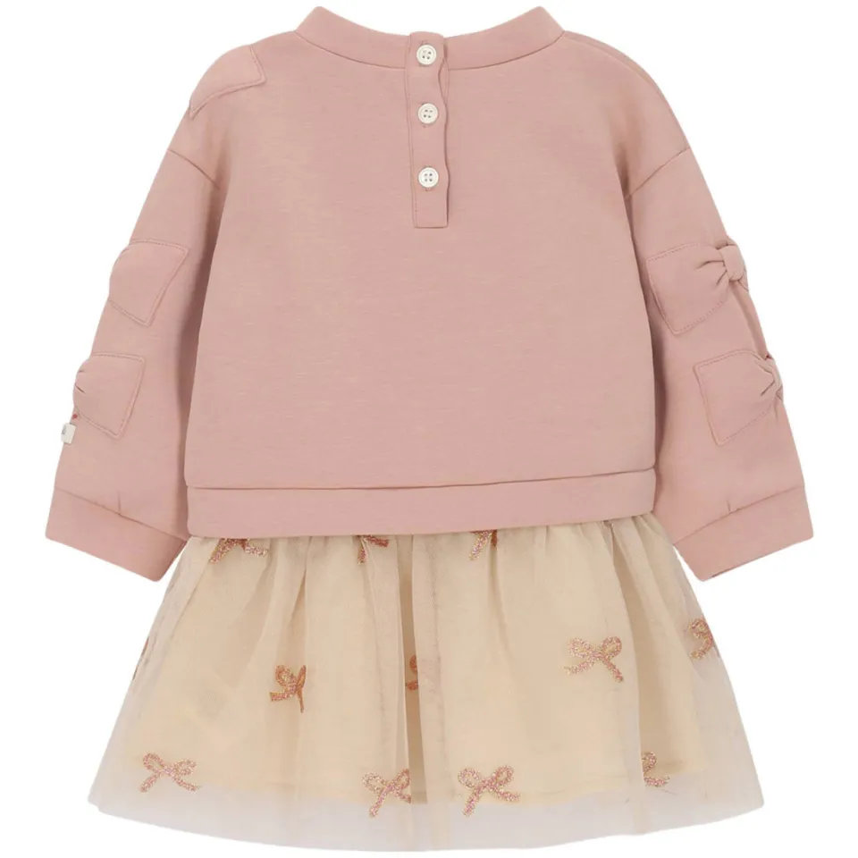 Le Chic korte sweatjurk met tule roze, foto 2