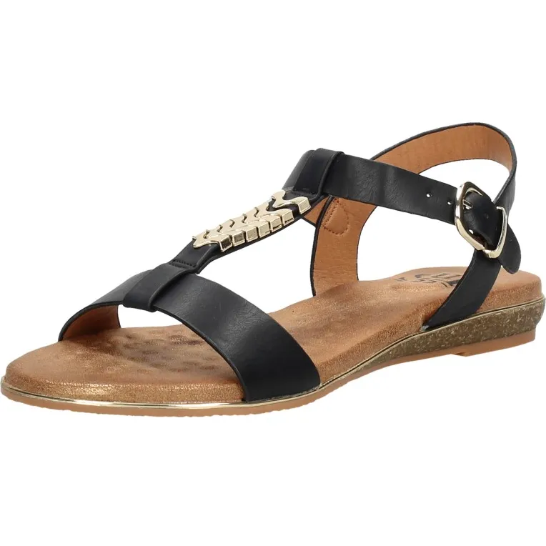 Sub55 sandalen plat zwart, foto 3