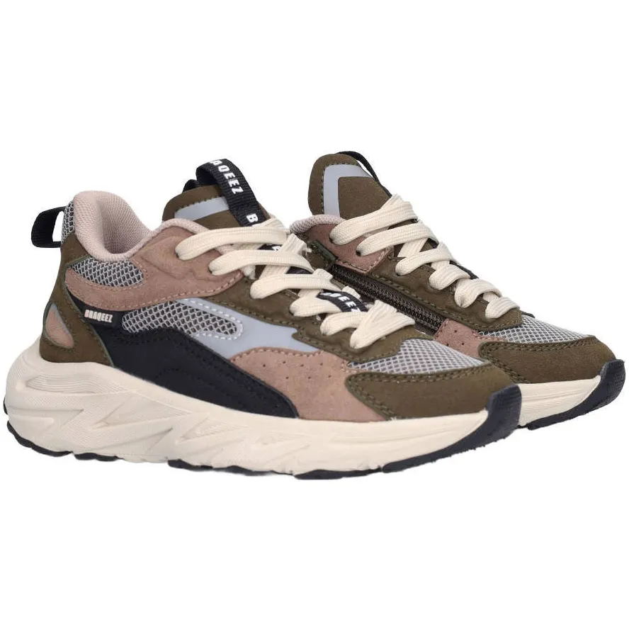 Braqeez Matteo chunky suède sneakers - groen/taupe, foto 3