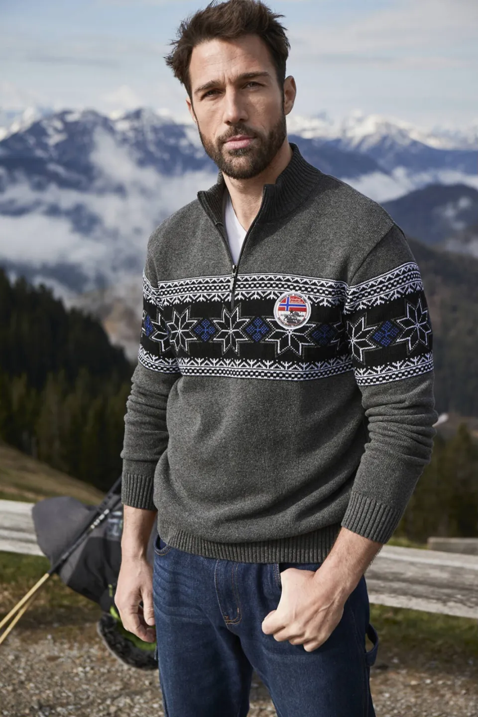 Jan Vanderstorm +FIT Collectie gebreide trui EERU Plus donkergrijs, foto 4