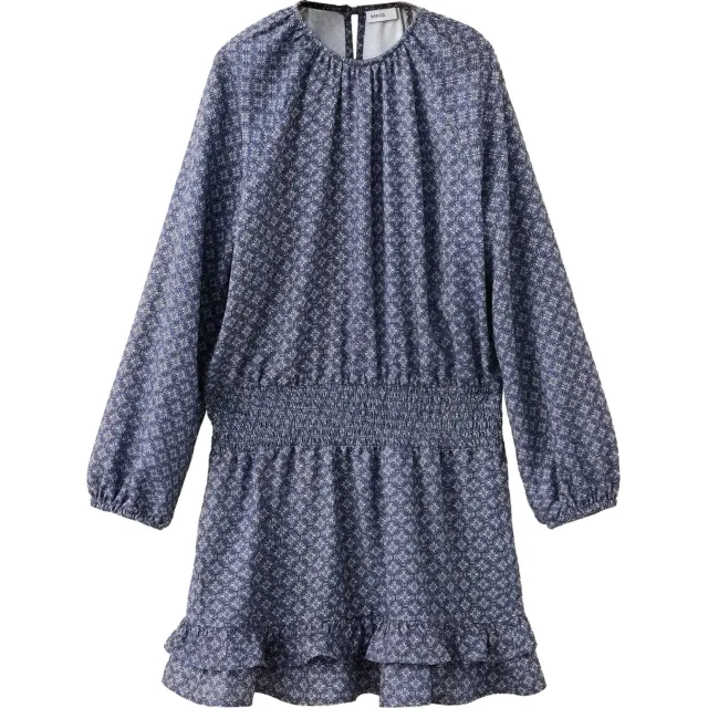 Mango Kids gebloemde korte jurk met ruches - marine