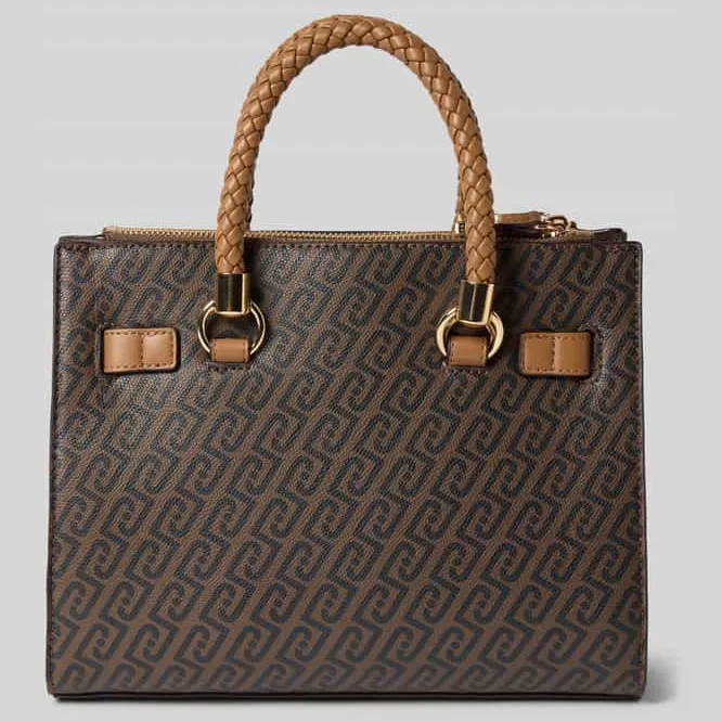 Liu Jo Handtas met labelapplicatie in all-over look beige, foto 3