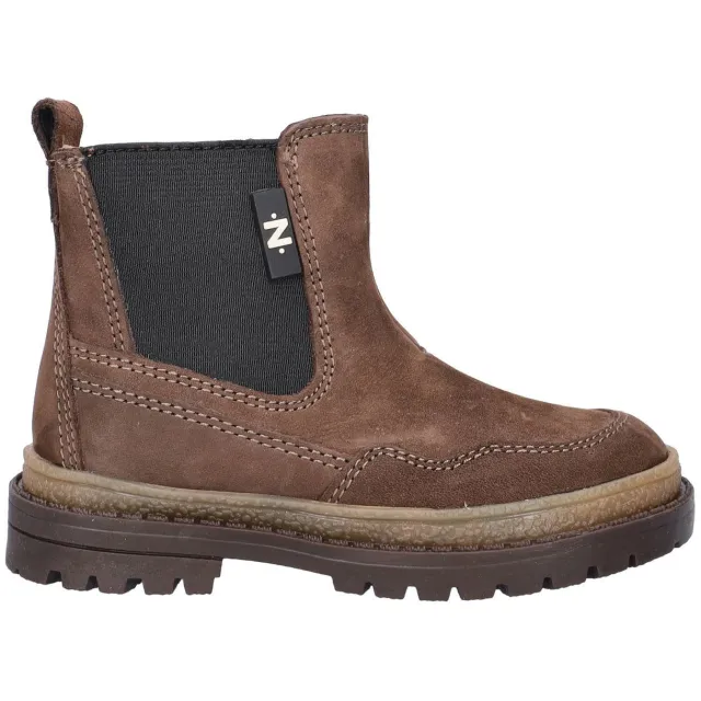 Nelson Kids leren enkelboots met profielzool - bruin