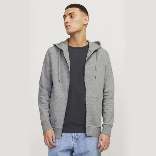 Jack & Jones ESSENTIALS sweatvest JJEBASIC grijs melange Light Grey Melange