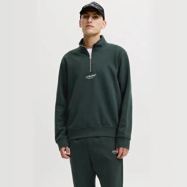 Jack & Jones ESSENTIALS relaxed fit trui met print - donkergroen Scarab