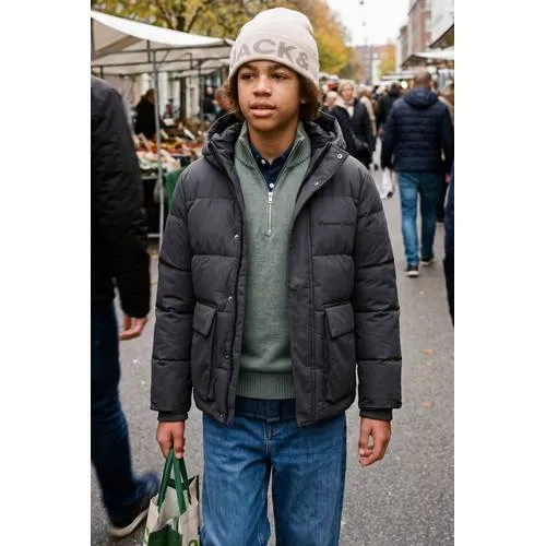Jack & Jones pufferjas donkergrijs, foto 3
