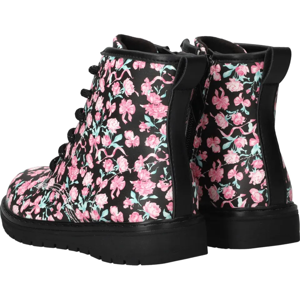 Skechers Gravlen veterboot zwart met roze bloemenprint, foto 3