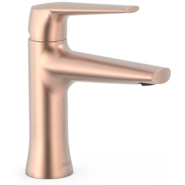 Tres Fuji wastafelmengkraan met waterbesparing mat rose gold Mat rose goud
