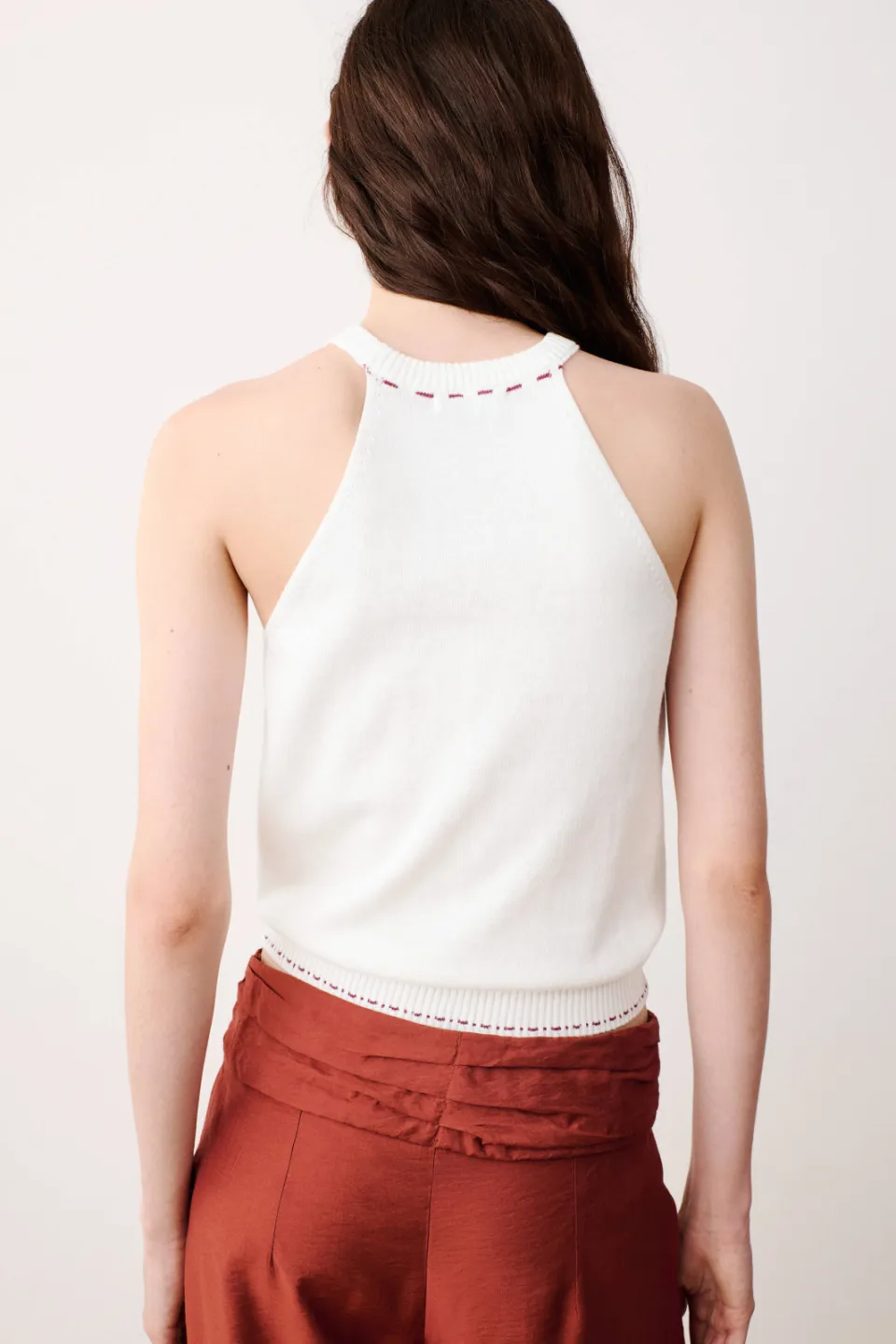 Mango Teen gebreide haltertop ecru, foto 4