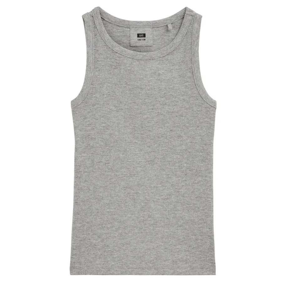 WE Fashion ribgebreide mouwloze top grijs melange, foto 2
