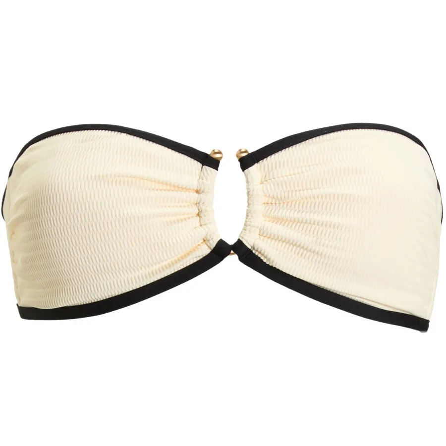 Seafolly Beach Bound bandeau bikinitop ecru/zwart, foto 5