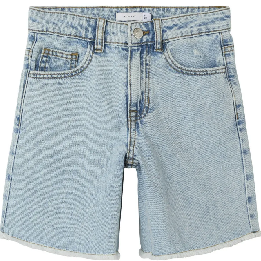 NAME IT denim wide leg jeansshort lichtblauw, foto 2
