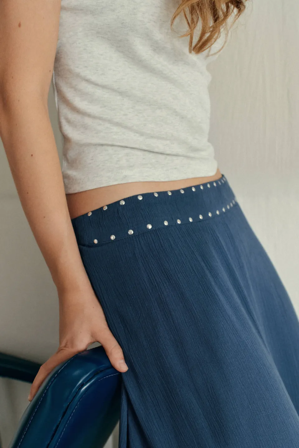 Mango maxi rok donkerblauw, foto 6