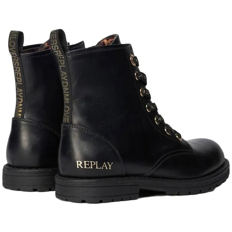 Replay Denver 4 enkelboots met profielzool en logo - zwart, foto 2