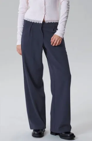 LMTD wide leg casual broek donkerblauw, foto 4