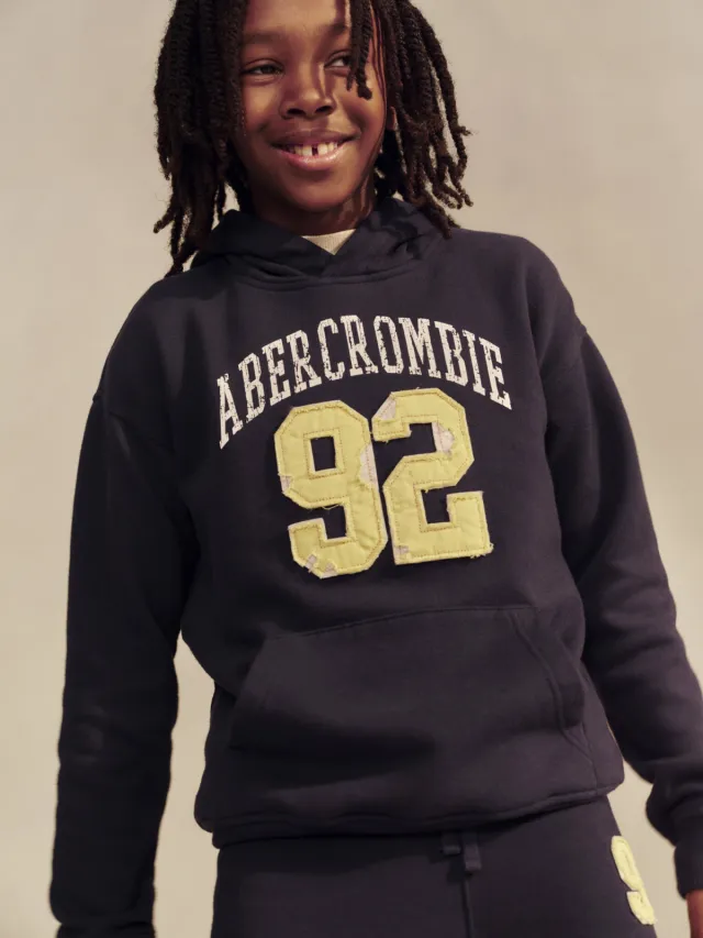 Abercrombie & Fitch hoodie met tekst - donkerblauw, foto 7