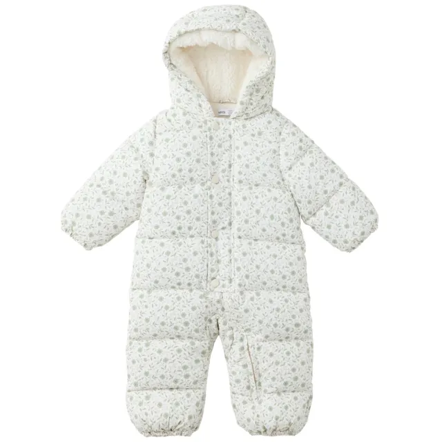Mango Kids gebloemd winterpak - wit/groen/blauw