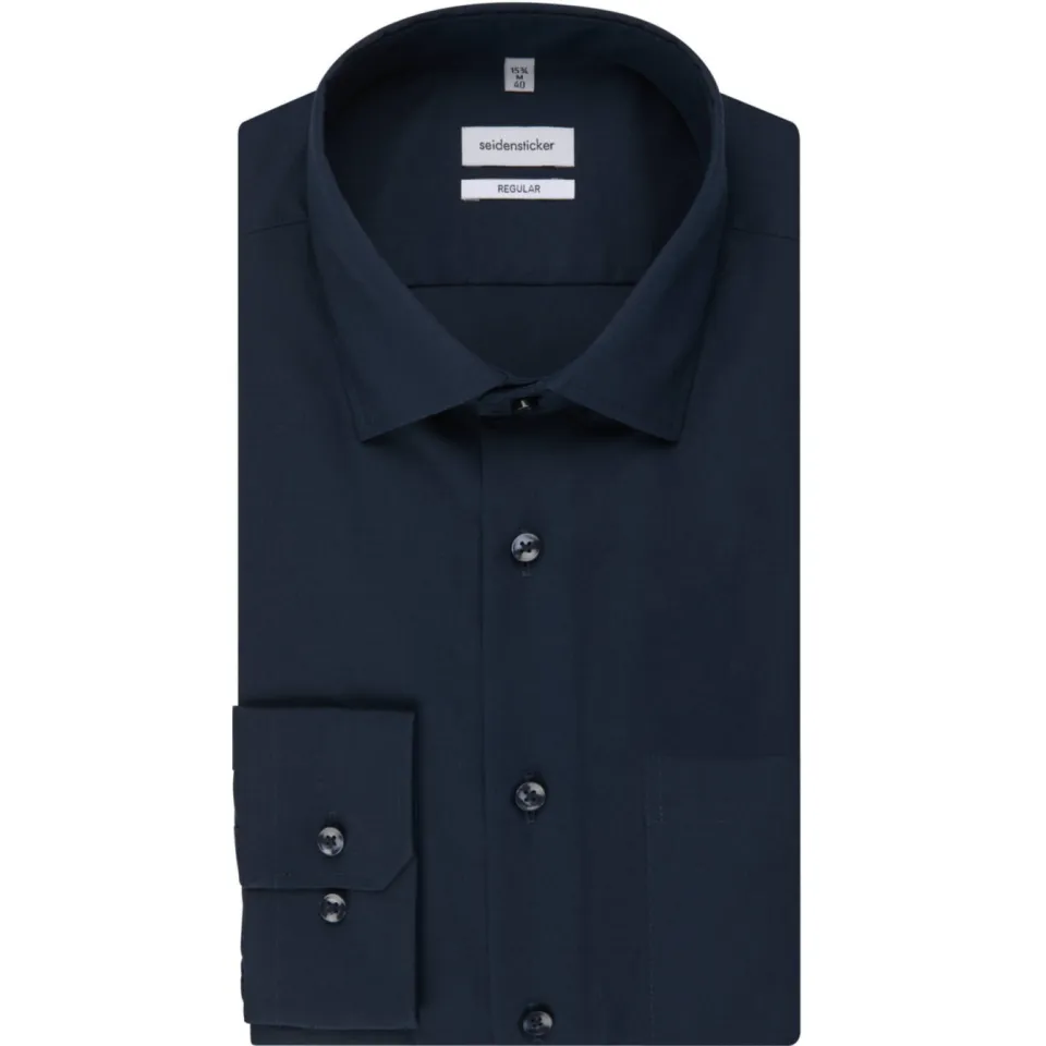 Seidensticker regular fit overhemd donkerblauw, foto 3