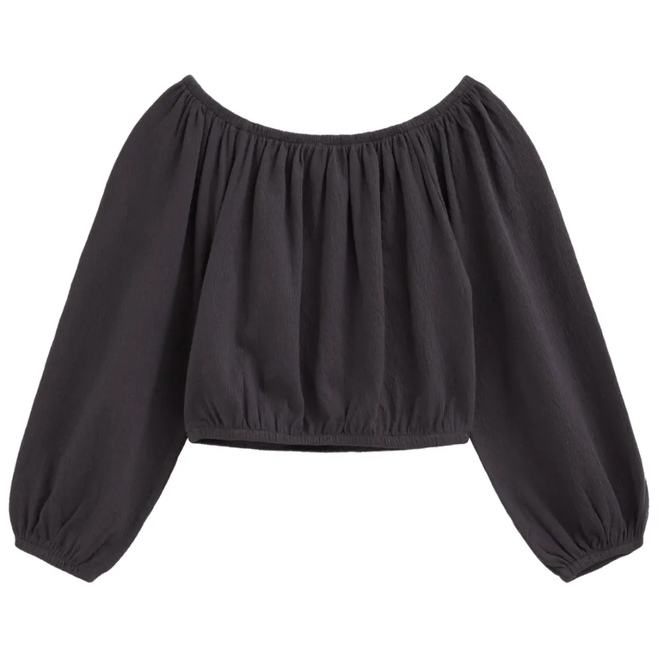 WE Fashion cropped off shoulder top zwart, foto 2