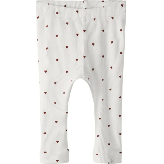 Lil' Atelier Baby regular legging met hartjes wit Wit/rood