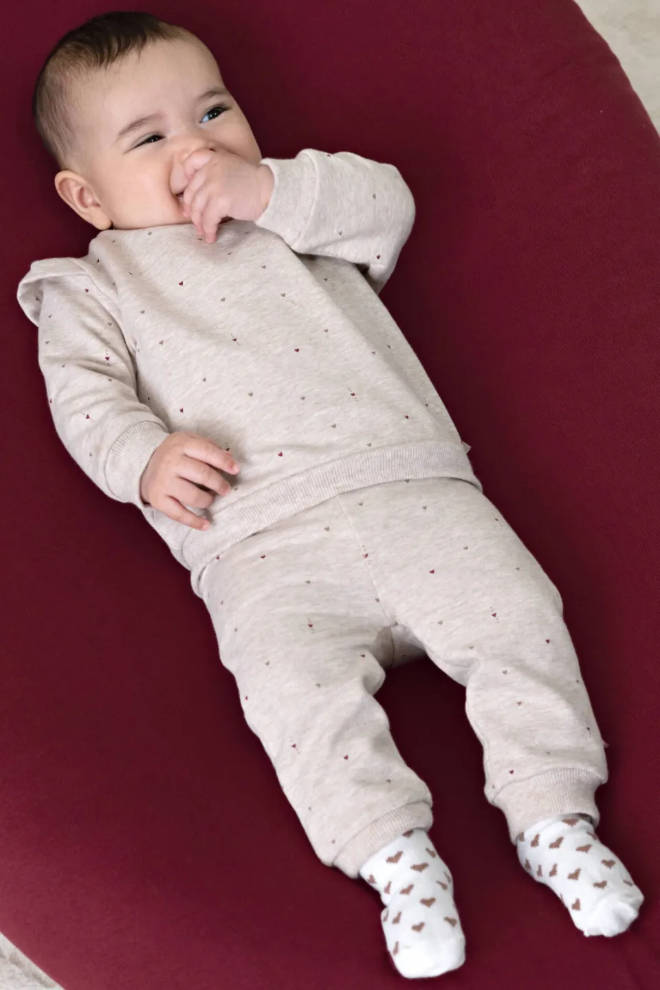 Feetje sweater My Little Love met hartjes - taupe, foto 4