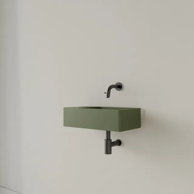 Gliss Design Fontein Gliss Design Freya Solid Marble 40x22x10 cm Zonder Kraangat Links Mat Olijf Groen