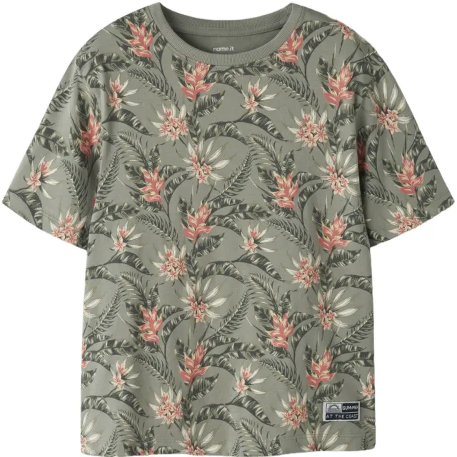 NAME IT KIDS gebloemde T-shirt groen