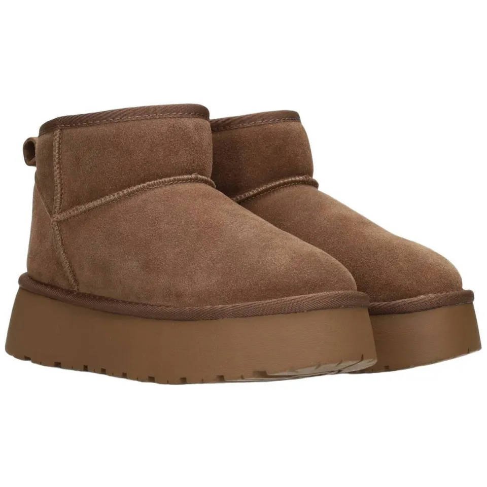 Poelman Eliza suède enkelboots met plateauzool - taupe, foto 3