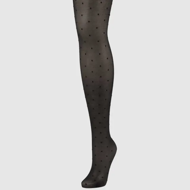 Falke Panty met stippenmotief - 15 DEN Zwart