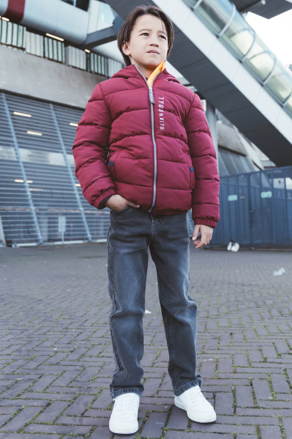 TYGO & vito Jix gewatteerde winterjas donkerrood