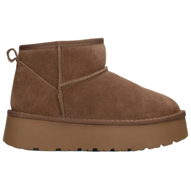 Poelman Eliza suède enkelboots met plateauzool - taupe