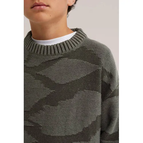 WE Fashion gebreide camouflage trui - donkergroen/groen, foto 5