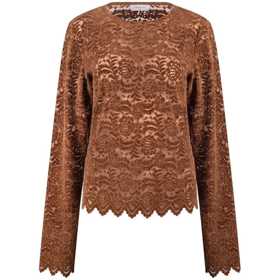 NUKUS Wies top lace bruin, foto 2