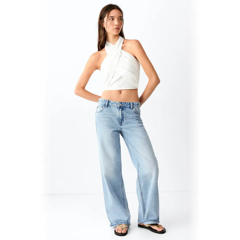 Mango Teen cropped haltertop wit