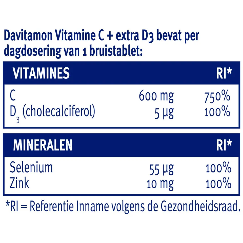 Davitamon Vitamine C + extra D3 bruistabletten, foto 2