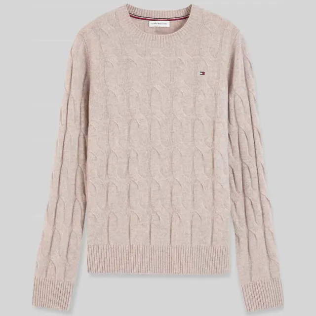Tommy Hilfiger Regular fit pullover van pure wol zand