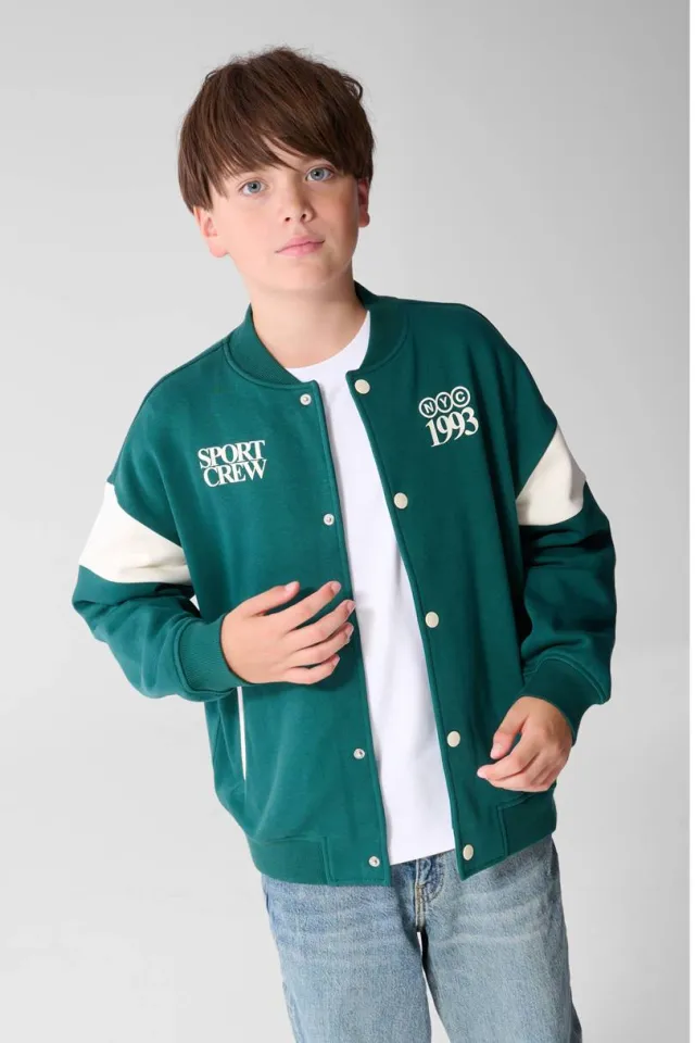 Shoeby oversized sweatvest met backprint - groen/wit