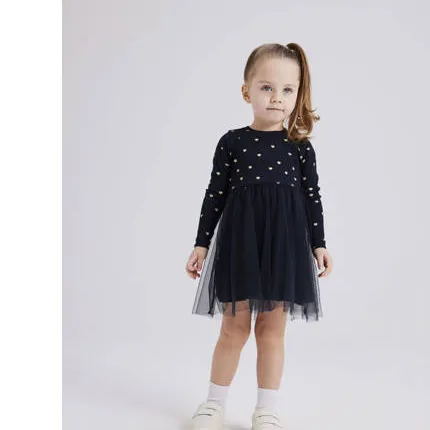 NAME IT MINI A-lijn jurk met tule donkerblauw, foto 3