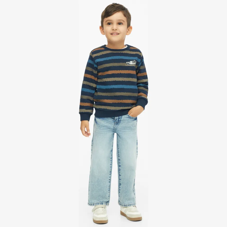 s.Oliver junior gestreepte sweater - donkerblauw/cognac/beige, foto 4