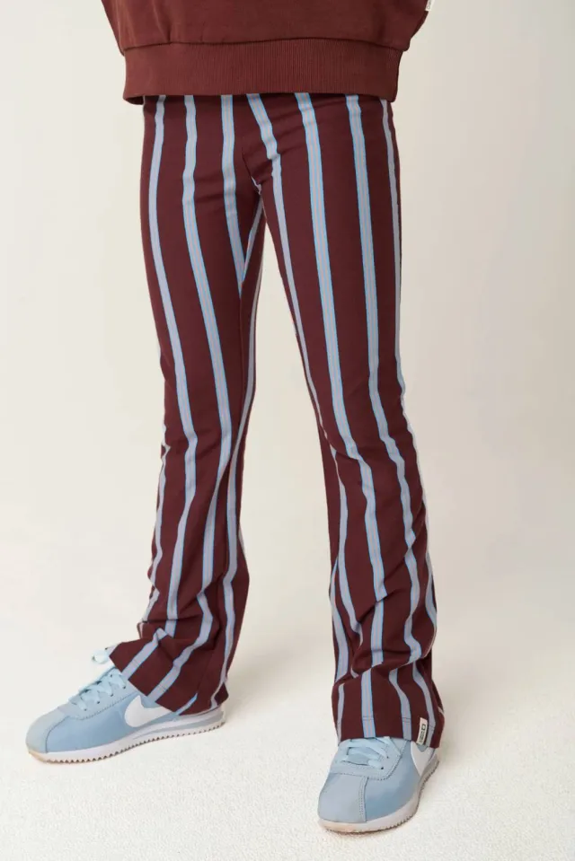 Tumble 'n Dry gestreepte flared broek bordeaux Donkerbruin